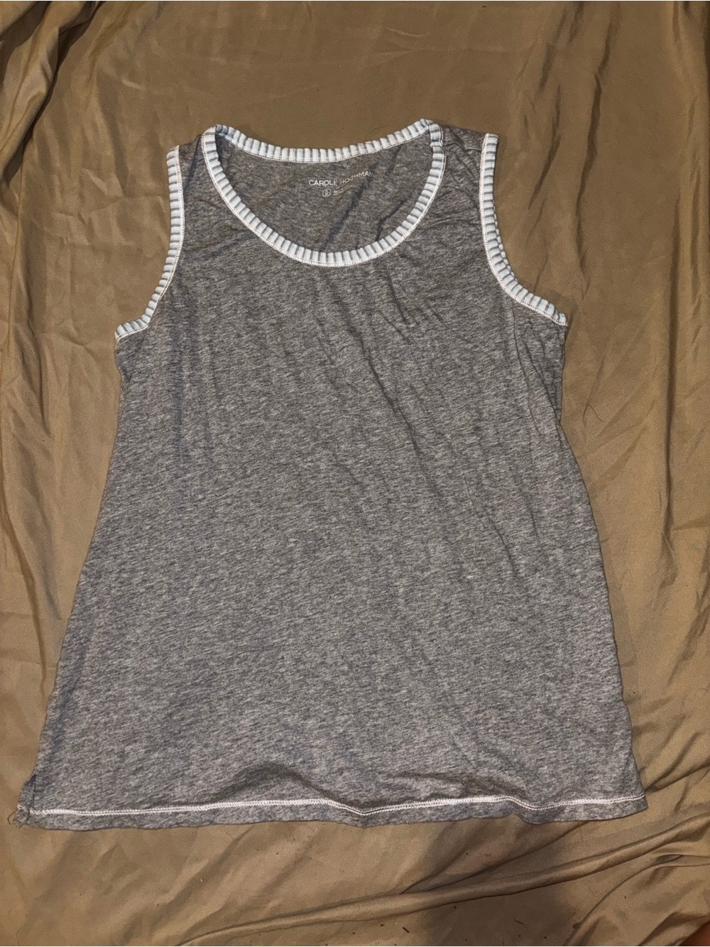 Midnight by Carole Hochman Grey Tank with White Striped Trim